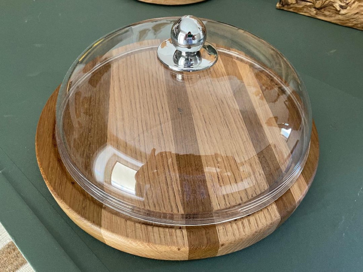 Handmade Cheese Board with Glass Dome